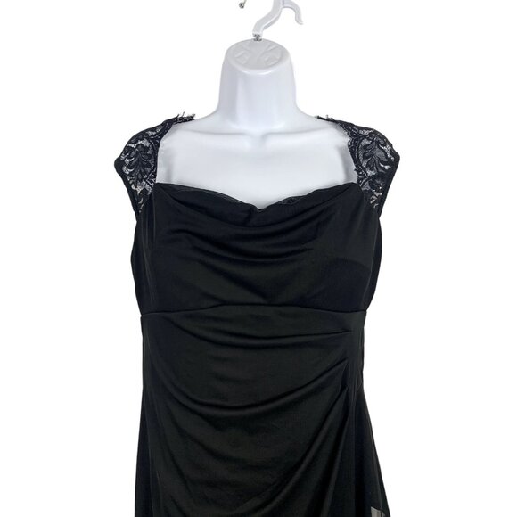 Scarlett Nite Black Lace Back Cocktail Dress With Ruched Detail And Draped Front - Picture 2 of 12